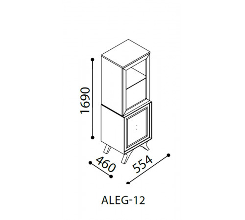 Одностворчатый шкаф витрина для посуды в гостиную Алегро ALEG-12