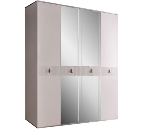 Четырехстворчатый шкаф для одежды с зеркалом Rimini Solo РМШ1/4 (s) (слоновая кость)